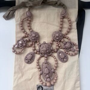Lanvin Designer Runway RTW Spring 2009 Muted Nude Pink Festoon Necklace. RARE!